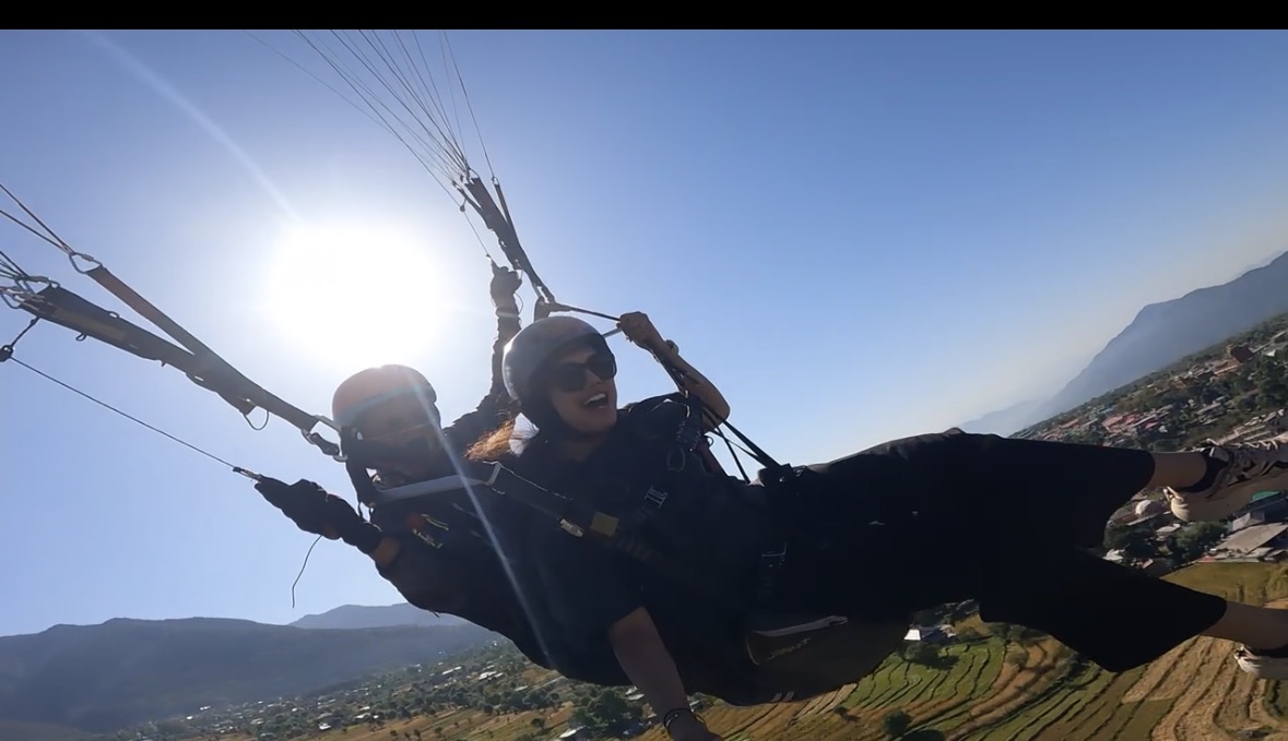 Paragliding over mountains